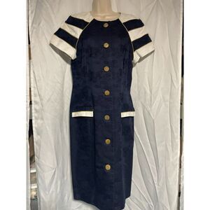 FAB retro TALBOTS  navy and white dress.  size 12